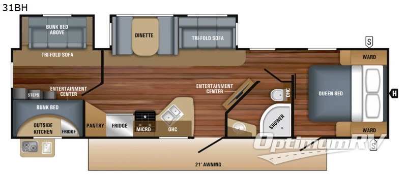2018 Jayco White Hawk 31BH Floorplan Photo
